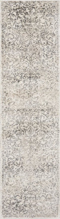 8' Ivory And Brown Floral Medallion Runner Rug