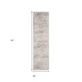 8' Ivory And Brown Floral Medallion Runner Rug
