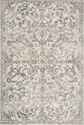 8' Ivory And Brown Floral Medallion Runner Rug