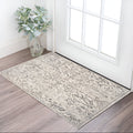 8' Ivory And Brown Floral Medallion Runner Rug