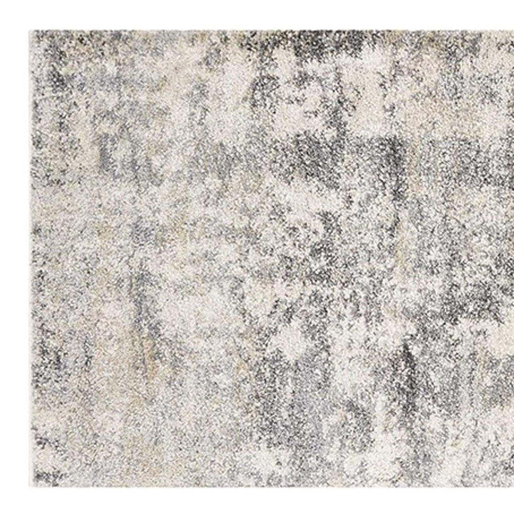 7' Gray And Tan Abstract Runner Rug