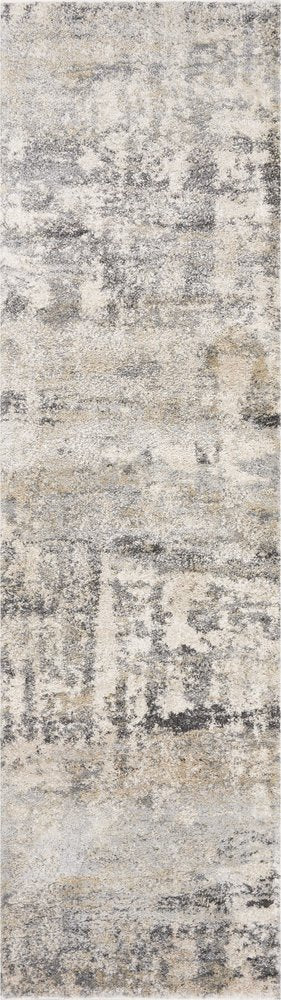 7' Gray And Tan Abstract Runner Rug