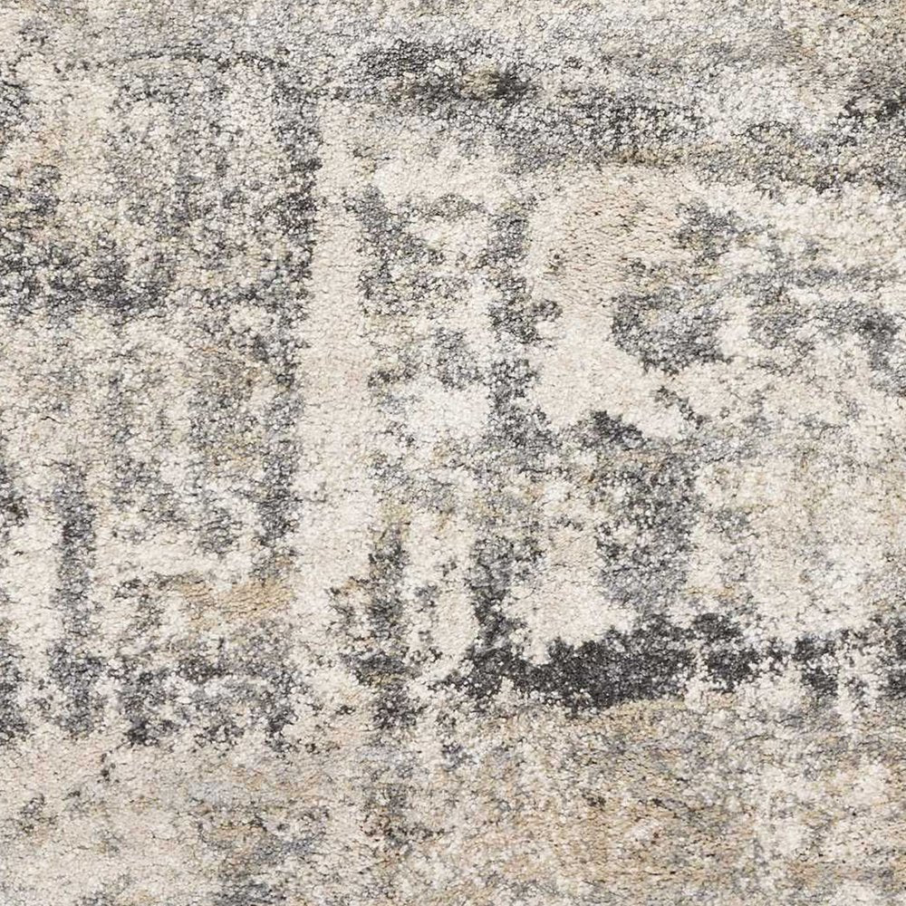 7' Gray And Tan Abstract Runner Rug