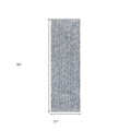 8' Slate Blue And Ivory Abstract Shag Hand Woven Runner Rug