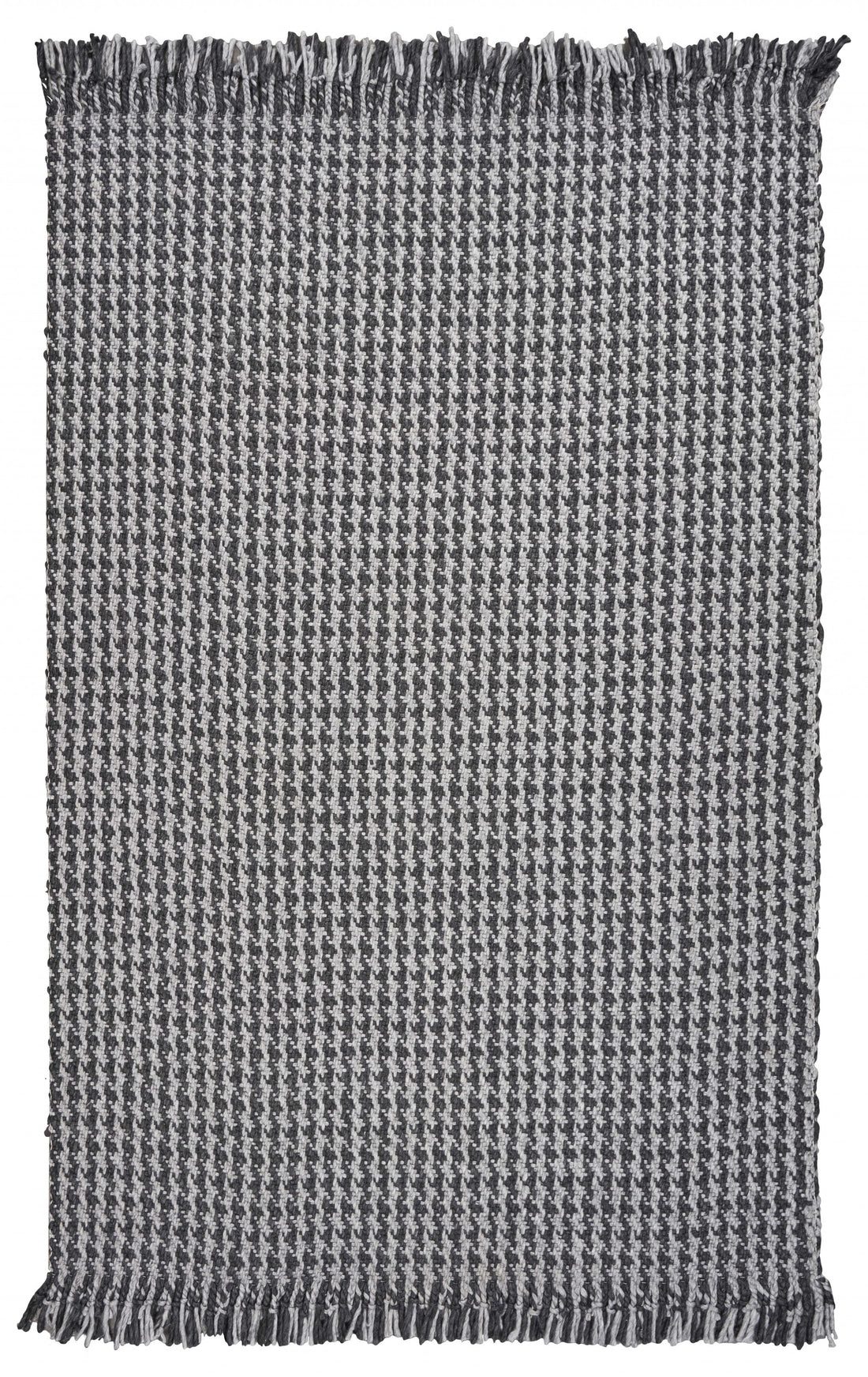 3' X 5' Gray Wool Houndstooth Hand Woven Area Rug