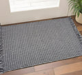 3' X 5' Gray And Light Gray Wool Houndstooth Hand Woven Area Rug