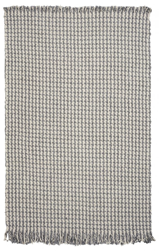3' X 5' Gray And Light Gray Wool Houndstooth Hand Woven Area Rug