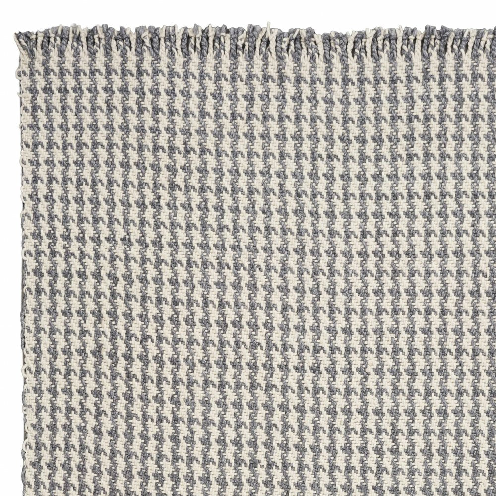 3' X 5' Gray And Light Gray Wool Houndstooth Hand Woven Area Rug