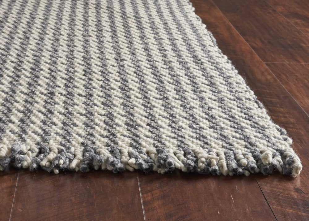 3' X 5' Gray And Light Gray Wool Houndstooth Hand Woven Area Rug