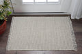 3' X 5' Gray And Light Gray Wool Houndstooth Hand Woven Area Rug