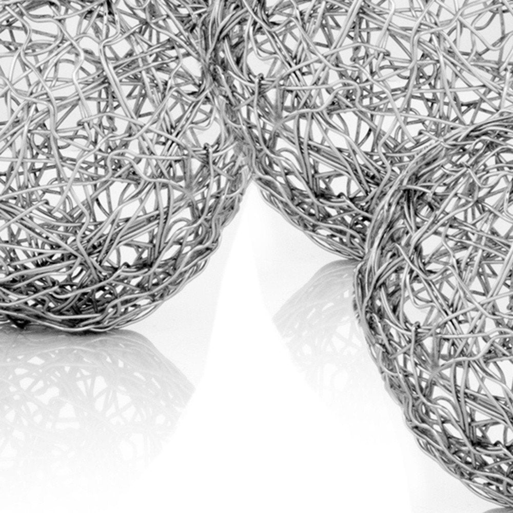 Set of Three 5" Nickel Iron Decorative Orb Tabletop Sculptures