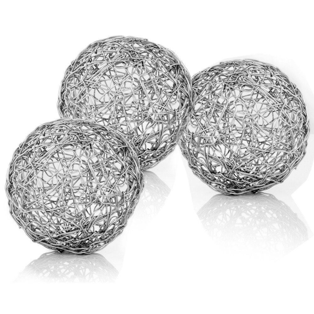 Set of Three 5" Nickel Iron Decorative Orb Tabletop Sculptures