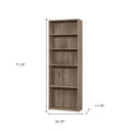 71" Taupe Distressed Wood Adjustable Five Tier Bookcase