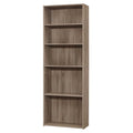 71" Taupe Distressed Wood Adjustable Five Tier Bookcase