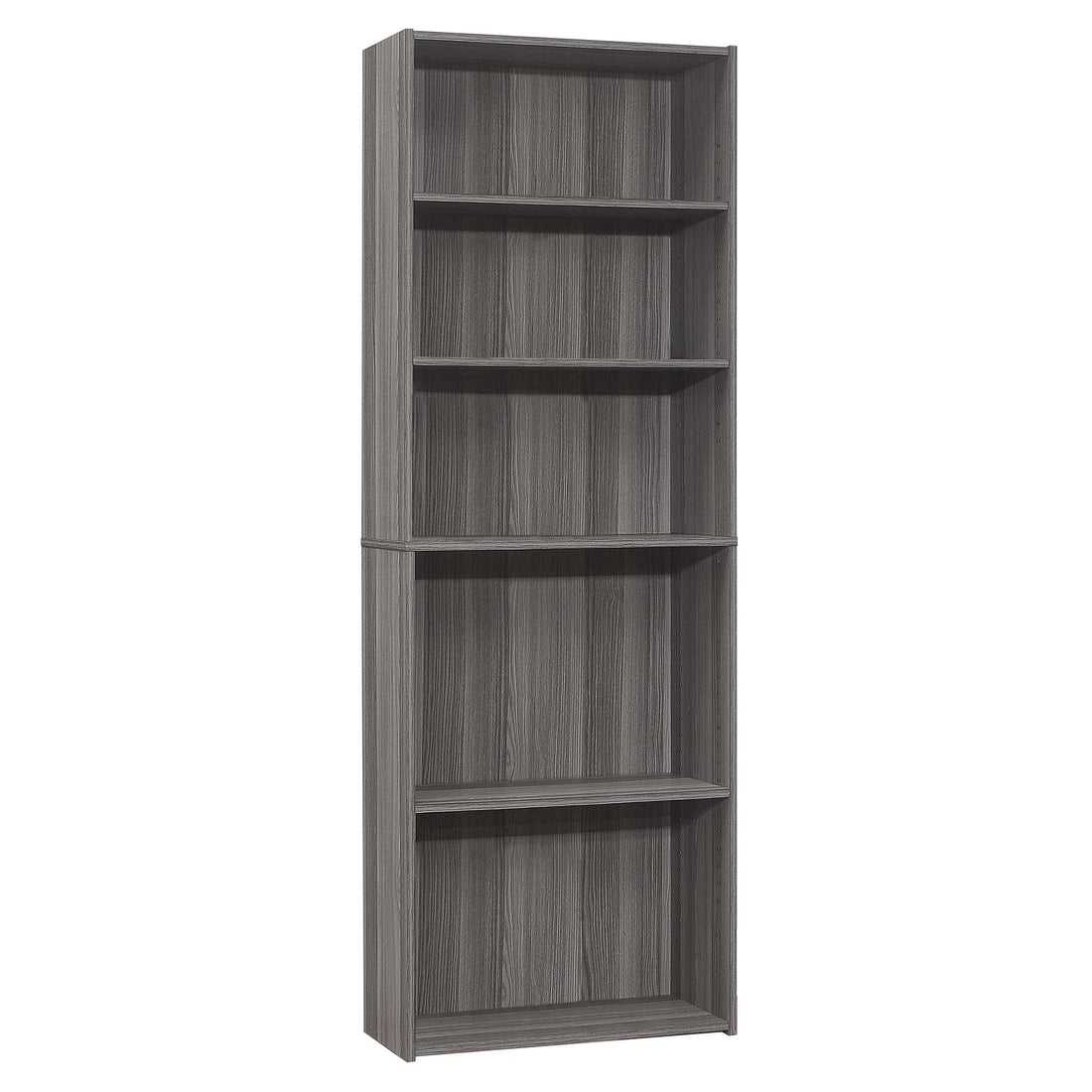 Gray Wood Adjustable Five Tier Bookcase