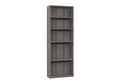 71" Gray Wood Adjustable Five Tier Bookcase