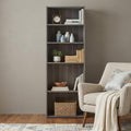 71" Gray Wood Adjustable Five Tier Bookcase