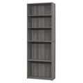 71" Gray Wood Adjustable Five Tier Bookcase