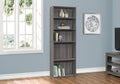 71" Gray Wood Adjustable Five Tier Bookcase