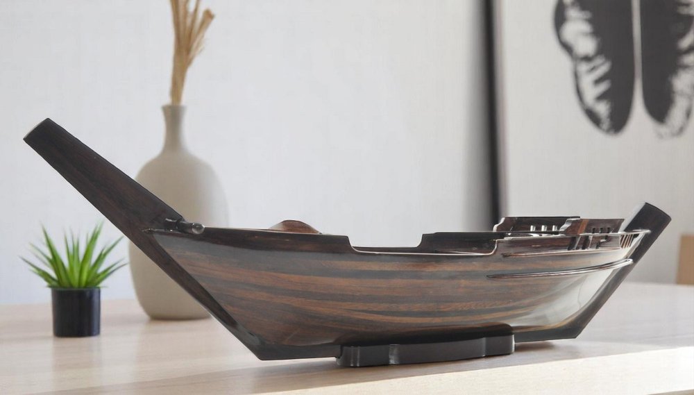 6" Dark Brown Novelty Wood Serving Tray With Handles