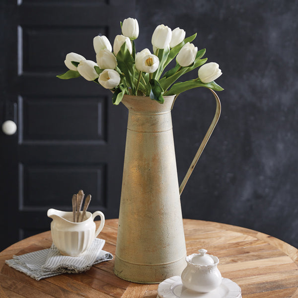 Gilded Farmhouse Metal Pitcher