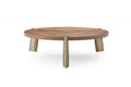 55" Brown and Gold Wood And Stainless Steel Round Coffee Table