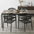 Set of Four 22" Gray Aluminum Outdoor Arm Chair