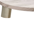 48" White and Silver Marble and Stainless Steel Round Coffee Table