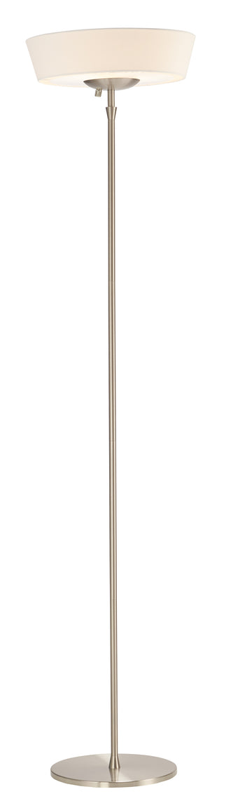 71" Brushed Led Torchiere Floor Lamp With White Empire Shade