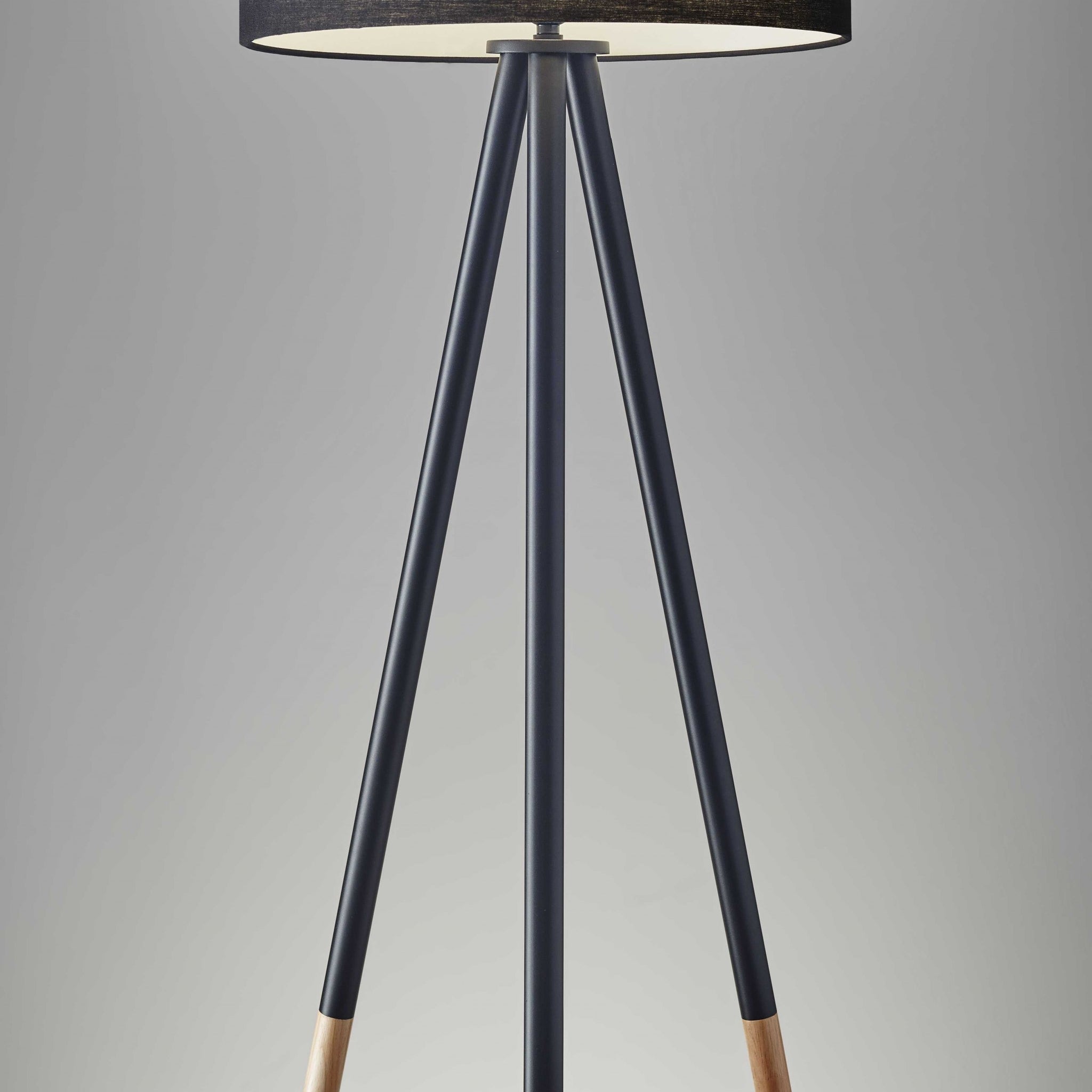 60" Black Tripod Floor Lamp With Black Drum Shade