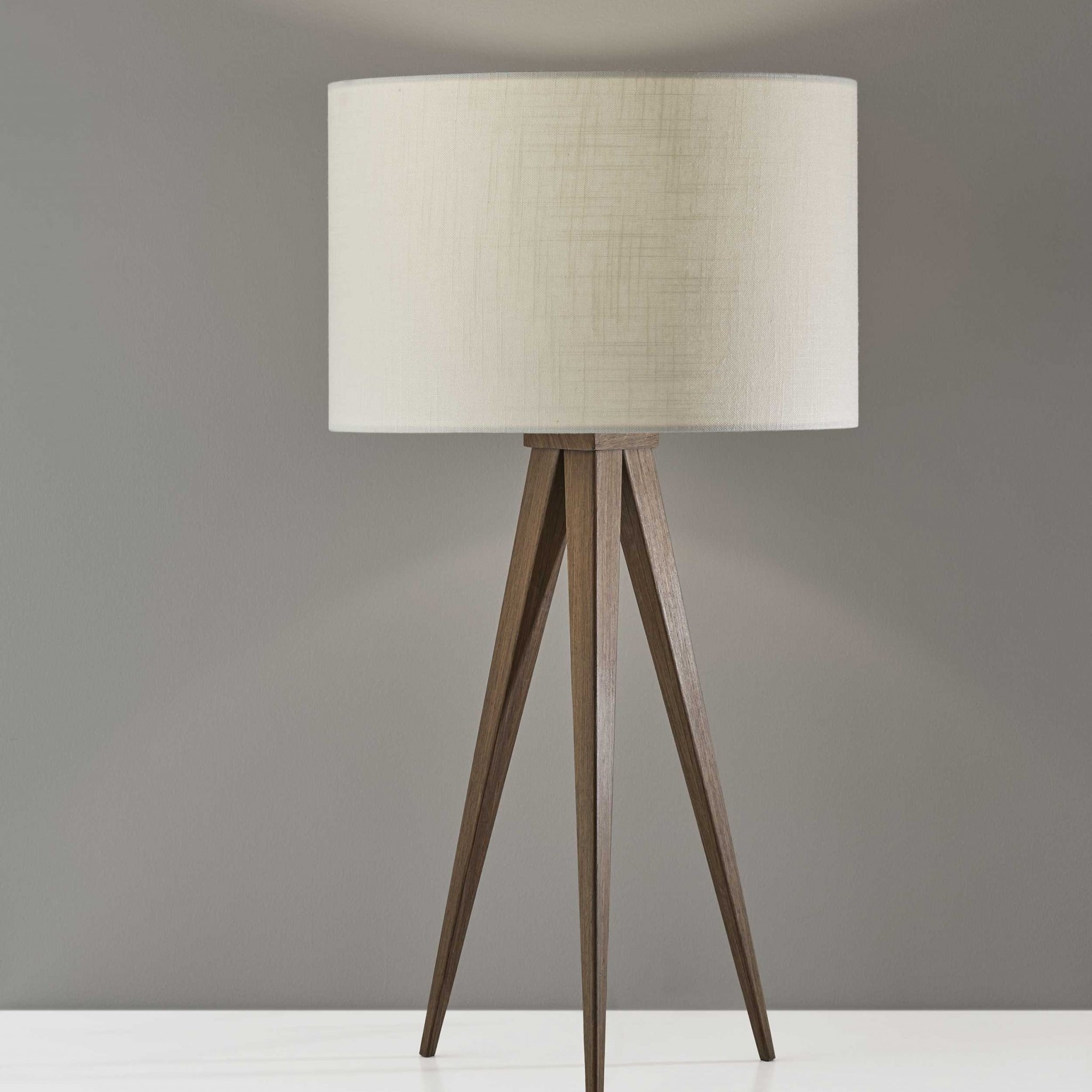 26" Tripod Floor Lamp With White Drum Shade