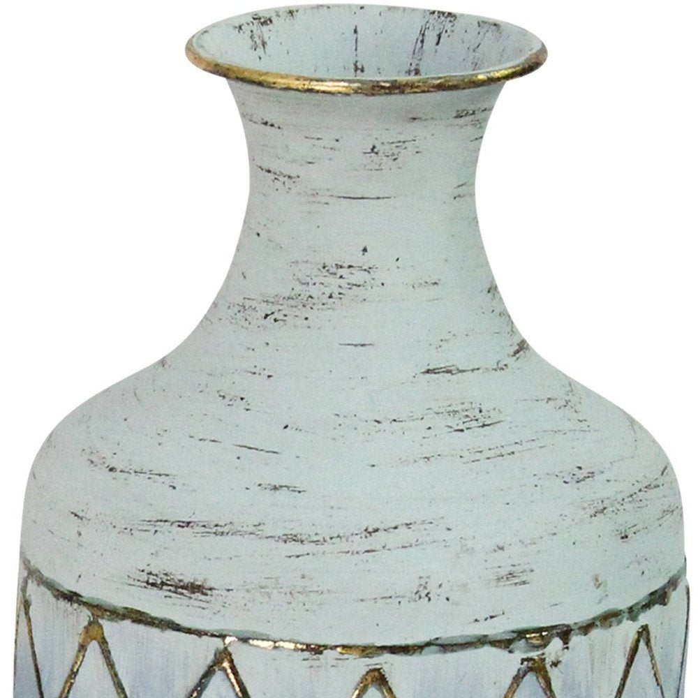 12" Blue And Gold Bud Metal Table Vase