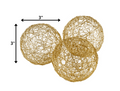 Set of Three Gold Wire 3" Decorative Orbs