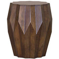 23" Dark Brown Solid Wood Drum End Table