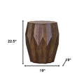 23" Dark Brown Solid Wood Drum End Table