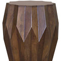 23" Dark Brown Solid Wood Drum End Table