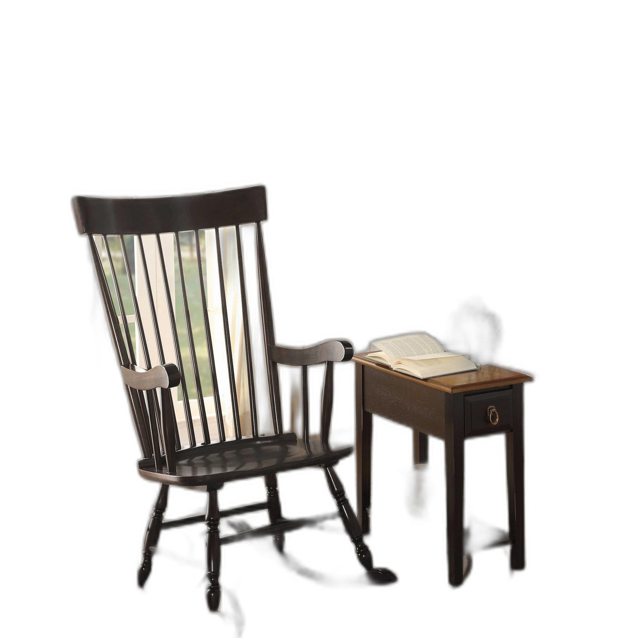 33" X 25" X 45" Black Wood Rocking Chair