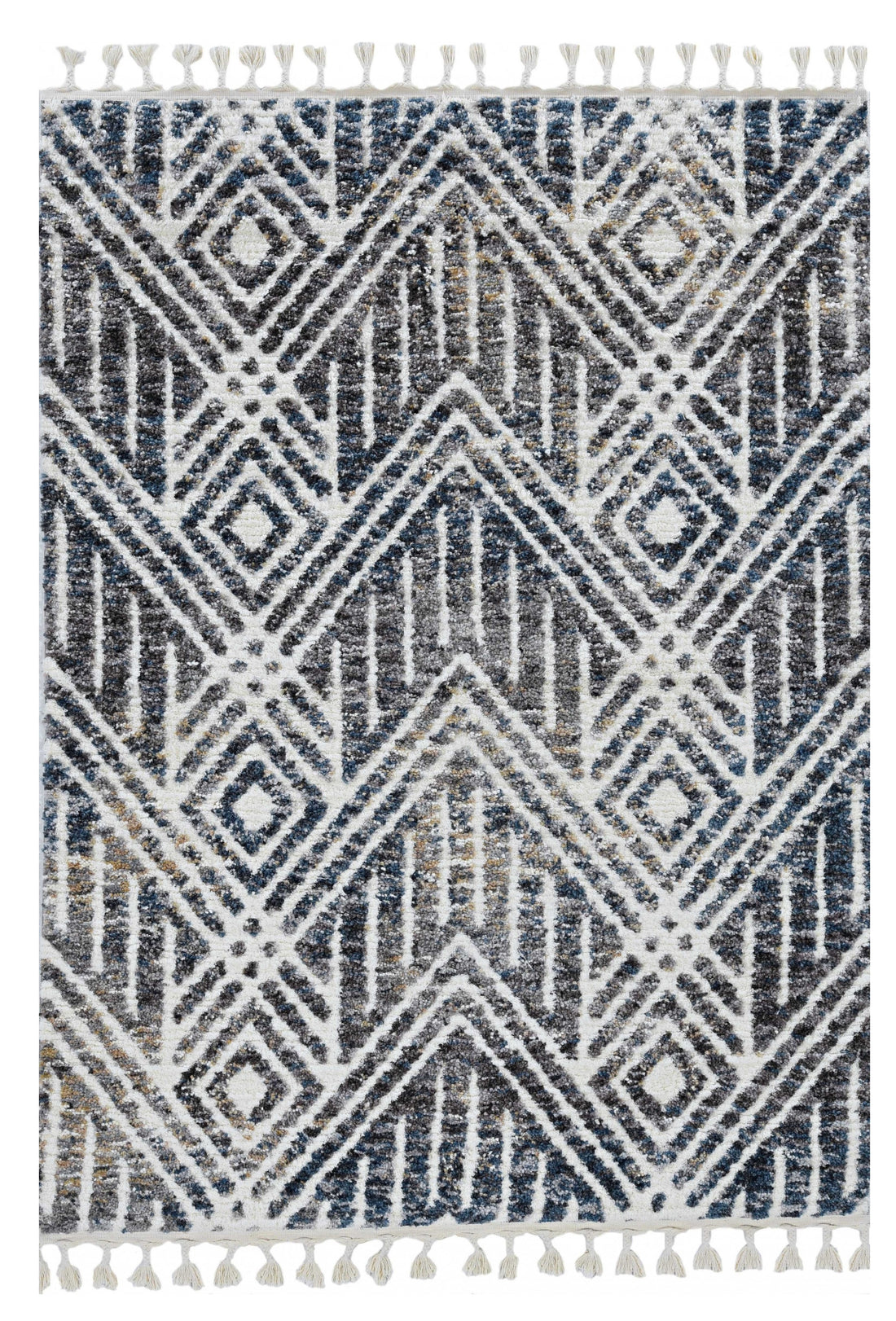 3' X 5' Gray And Ivory Geometric Area Rug