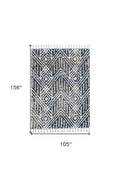 9' X 13' Gray and Ivory Geometric Area Rug