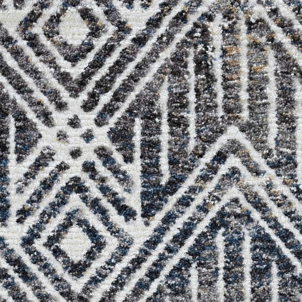 9' X 13' Gray and Ivory Geometric Area Rug
