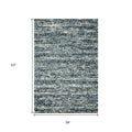 5' X 7' Ivory Blue And Gray Wool Striped Hand Woven Area Rug
