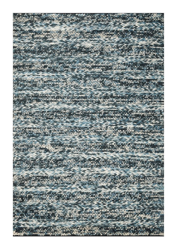 5' X 7' Ivory Blue And Gray Wool Striped Hand Woven Area Rug