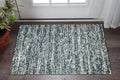 5' X 7' Ivory Blue And Gray Wool Striped Hand Woven Area Rug