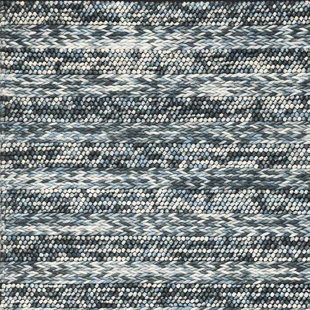 3' X 5' Ivory Blue And Gray Wool Striped Hand Woven Area Rug