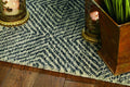 3' X 5' Ivory Blue And Gray Wool Striped Hand Woven Area Rug