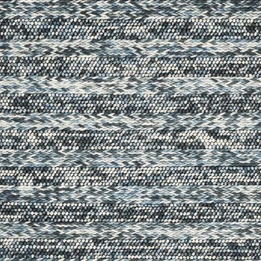 3' X 5' Ivory Blue And Gray Wool Striped Hand Woven Area Rug
