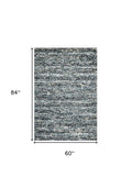 3' X 5' Ivory Blue And Gray Wool Striped Hand Woven Area Rug