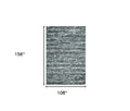 5' X 7' Ivory Blue And Gray Wool Striped Hand Woven Area Rug