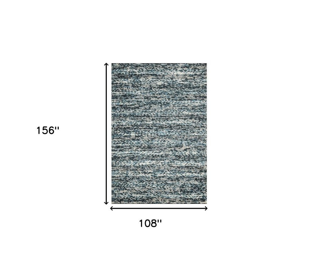 5' X 7' Ivory Blue And Gray Wool Striped Hand Woven Area Rug
