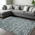 5' X 7' Ivory Blue And Gray Wool Striped Hand Woven Area Rug